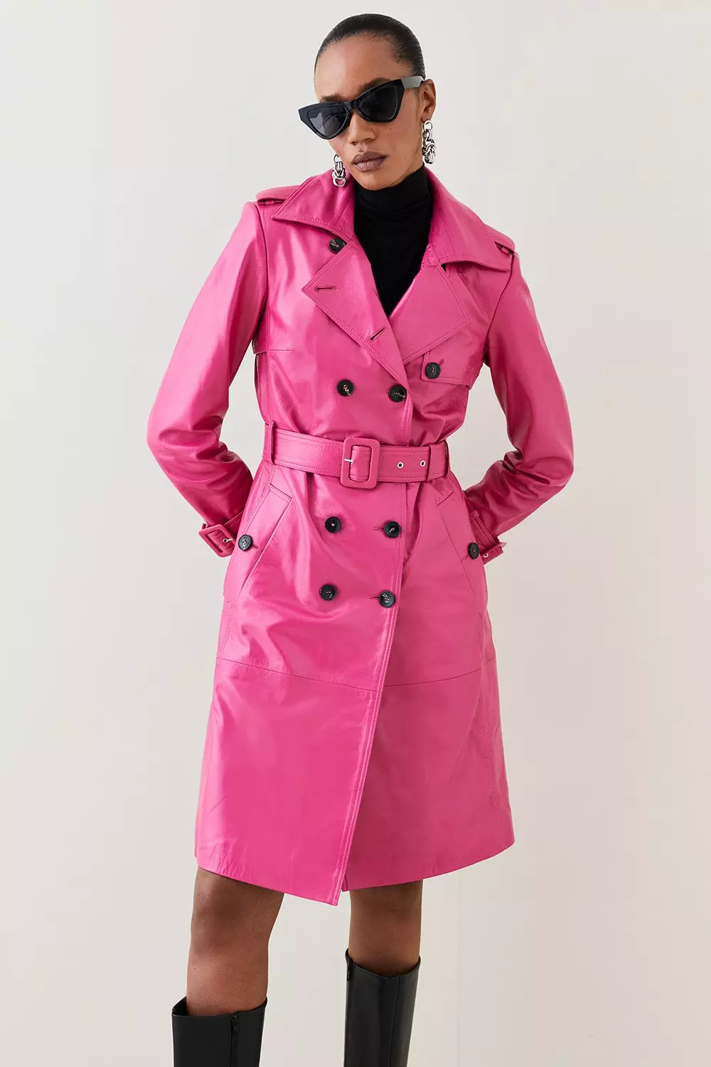 Karen millen clearance leather trench coat